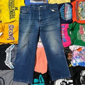 Vintage 80s Long Haul Jeans 44x30 Blue Denim Dark Wash